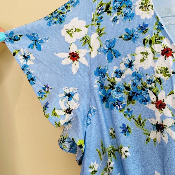 SOLD Banana Republic Ecovero Floral Dress Blue - Picture 9 of 13